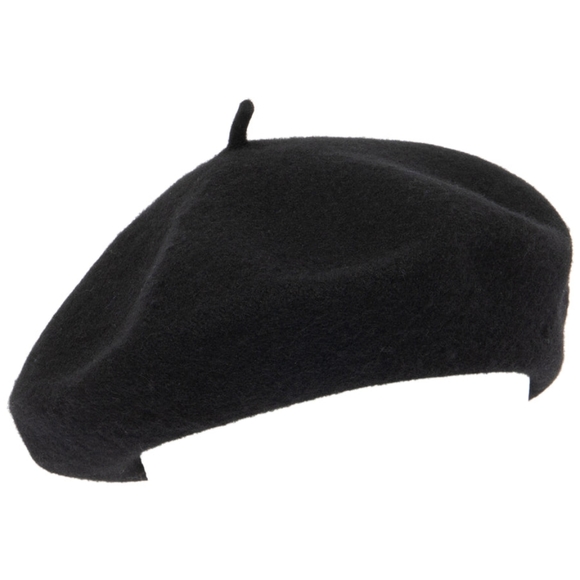 Black Wool Beret Parisian Hat - Picture 4 of 10